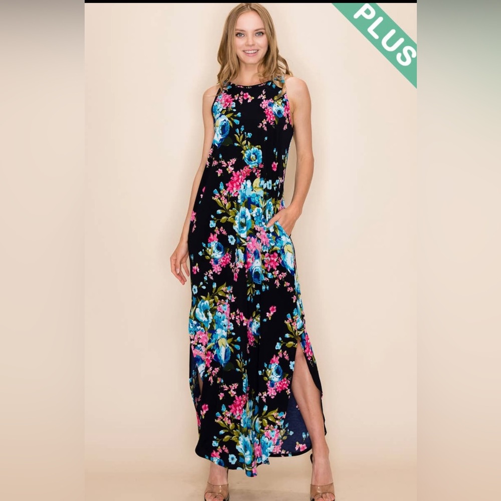 Floral print plus size maxi as pictured.